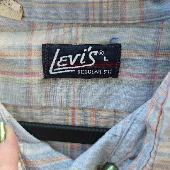 Levi's 1980's Single Pocket Western Men's Short Sleeve Shirt L Rockabilly Rodeo - Picture 5 of 9